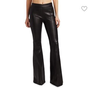 Rosetta Getty Black Leather Flare Hem Pull On Pants M